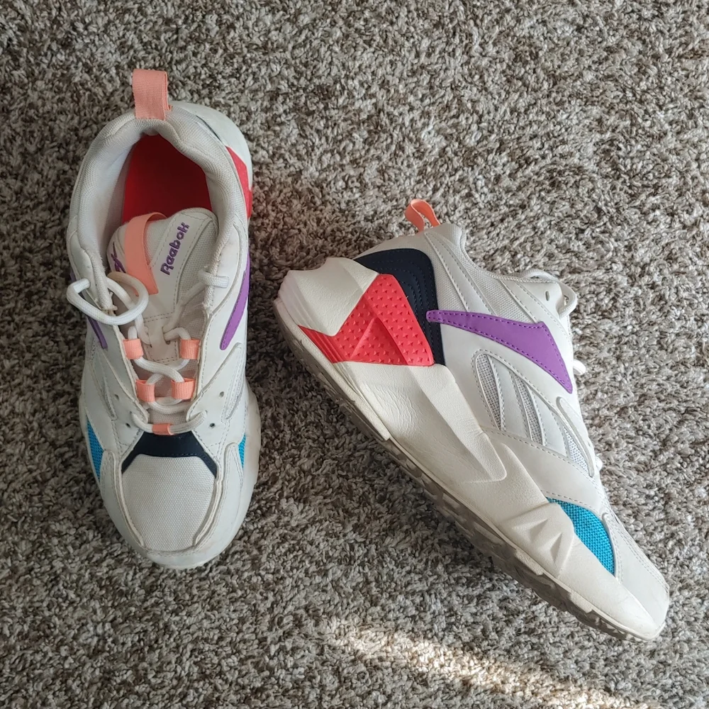 Reebok Classic Aztrek Double Mix Sneakers Women's Size 8 White Retro Chunky Shoe